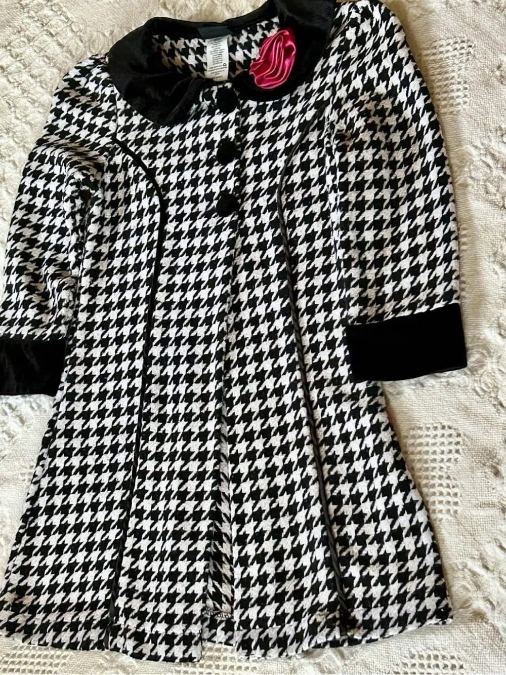 Girls Holiday Edition Houndstooth Pea Coat – Size 6/6X